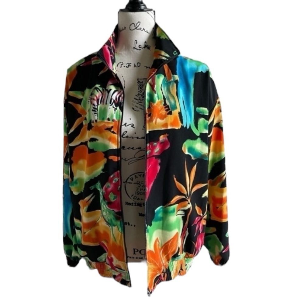 Vintage Erin London Safari Bomber Jacket | Zebra Jungle Print | Size M